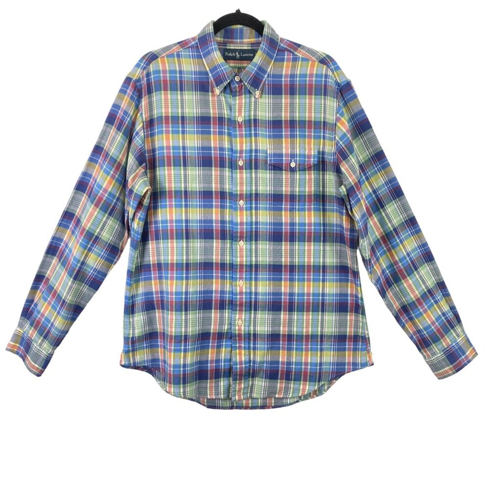 Ralph Lauren Spring Multicolor Plaid Long Sleeve Button Down Shirt Men's Size L